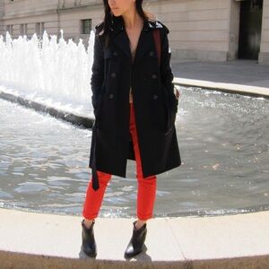 Club Monaco Navy Double Breasted Trench Coat – Early 2010s Archival Piece small